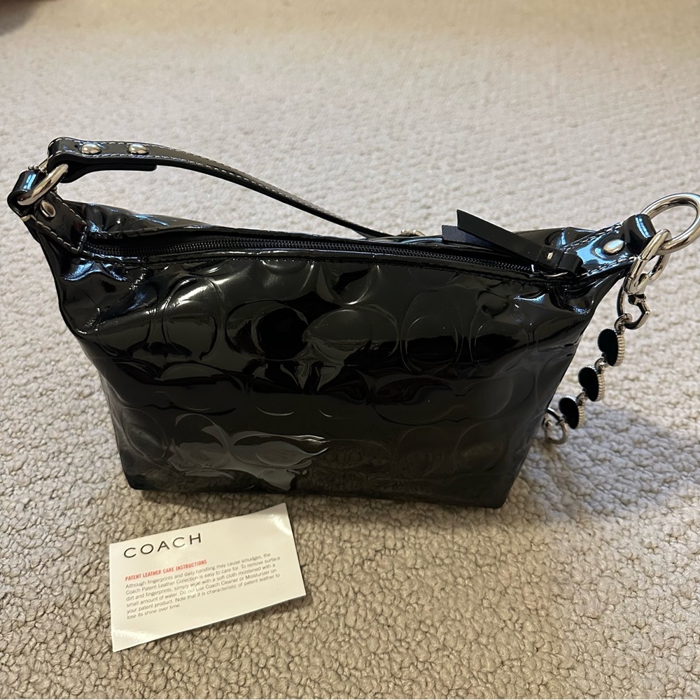 Coach Black Patent Leather Wristlet